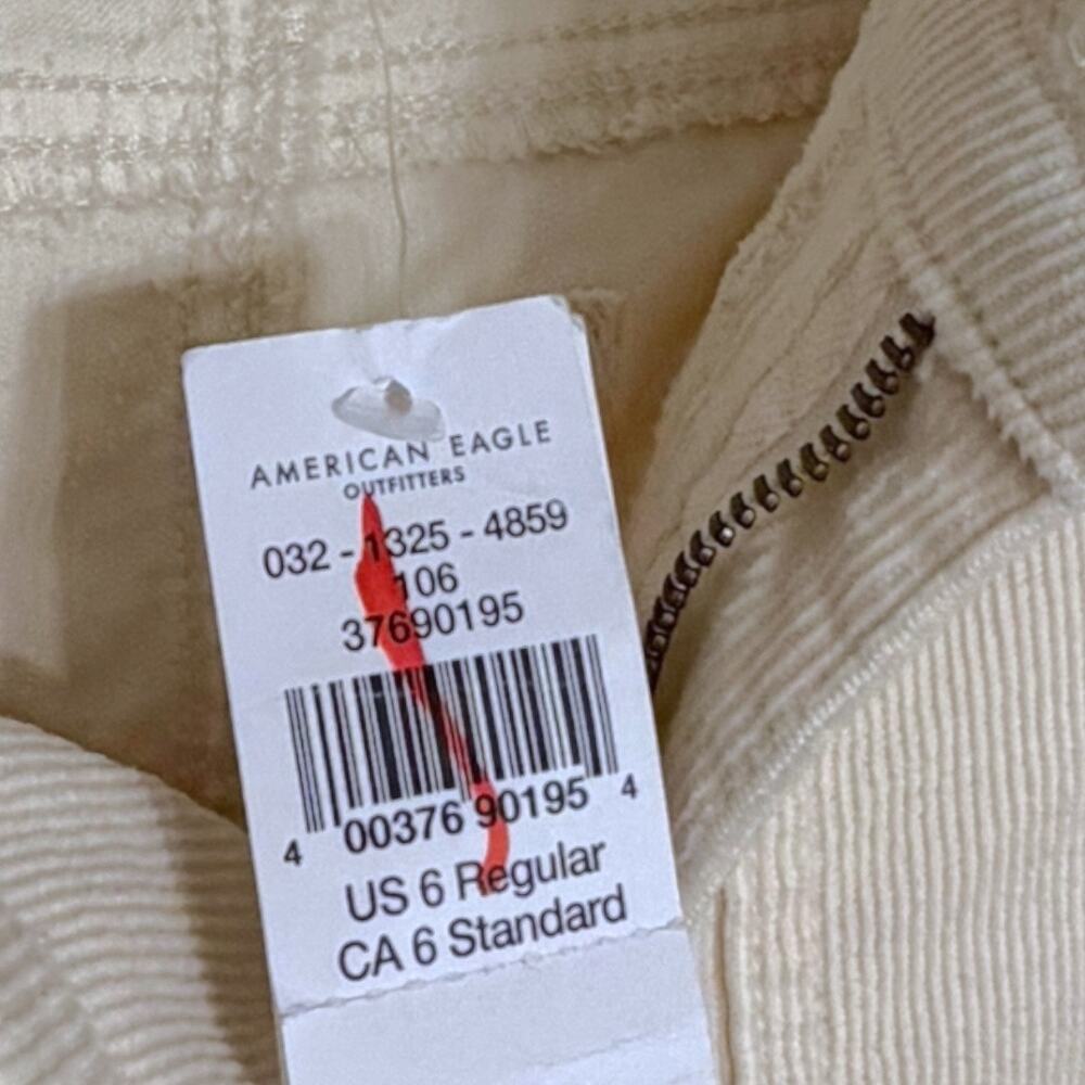 American Eagle Festival Flare Stretch Corduroy Pant Women's 6 Cream Spring NEW - Picture 6 of 9